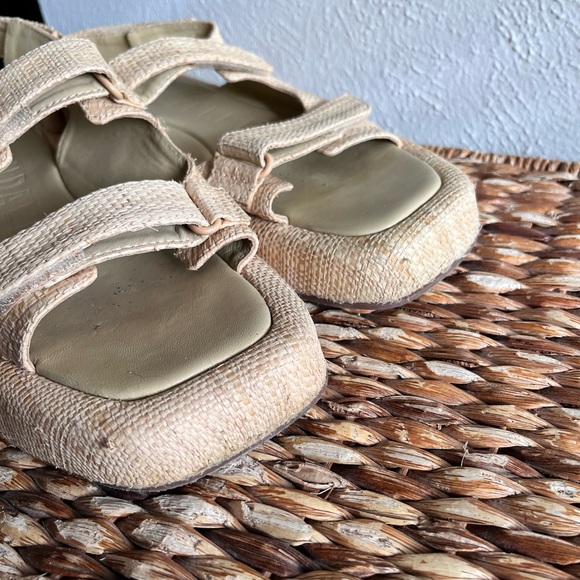 Loeffler Randall Blaise natural raffia platform dad sandal 9.5 adjustable - Picture 6 of 12
